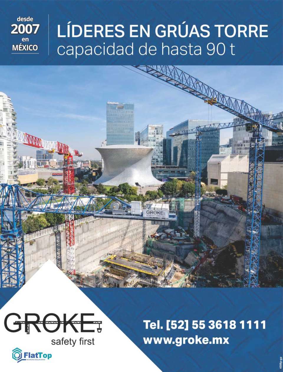 Flat Top. Renta y Venta Gruas Torre con capacidad de hasta 90 Toneladas. Mas de 10 años en Mexico.