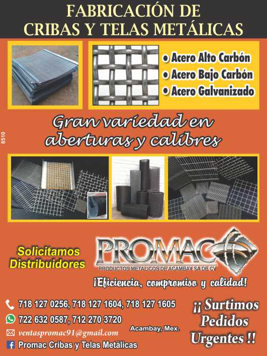 Fabricacion de Cribas y Telas Metalicas, Acero Alto Carbon, Acero Bajo Carbon, Acero Galvanizado. Gran Variedad en aberturas y calibres. Surtimos Pedidos Urgentes!. Solicitamos Distribuidores.