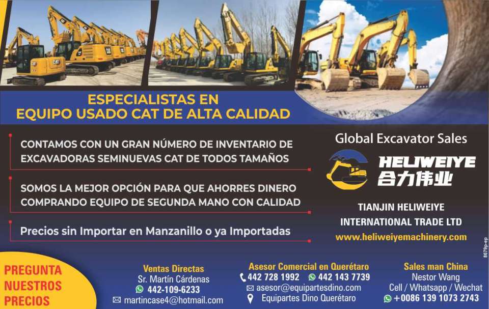 Specialists in High Quality Used CAT Equipment. We have an Inventory of Preowned CAT Excavators of all sizes. Prices without Importing in Manzanillo or already Imported.