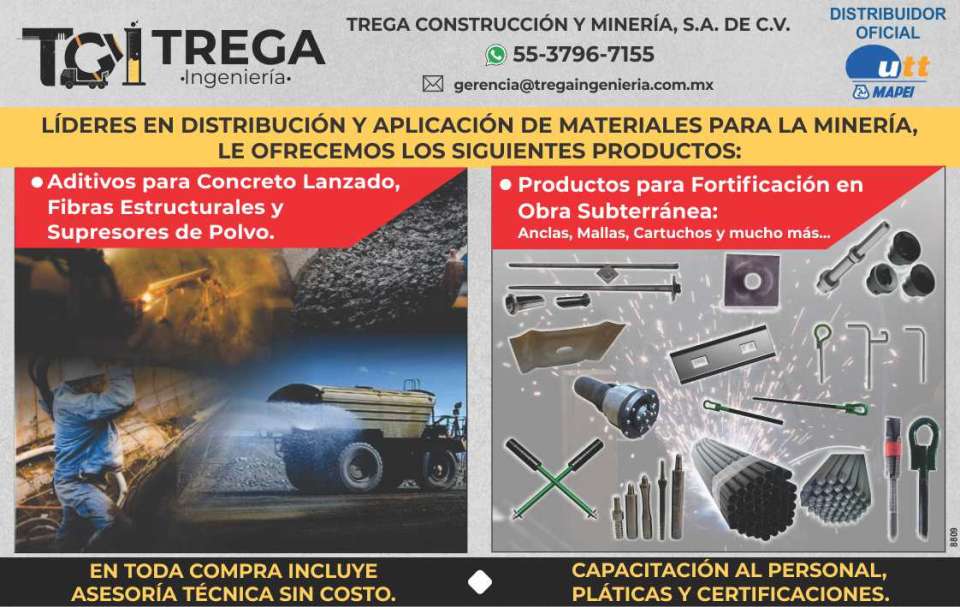 Aditivos para Concreto Lanzado, Fibras Estructurales y Supresores de Polvo. Productos para Fortificacion en Obras Subterranea: anclas, mallas, cartuchos y mucho mas...